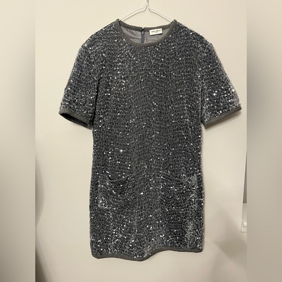Saint Laurent Dresses & Skirts - Saint Laurent 2021 Gray silver sparkly Sequin Top